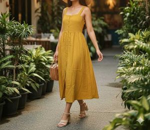 Mustard Yellow Midi Dress