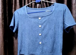 Cute Blue Button Top