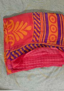 Orange &amp; Purple Floral Saree