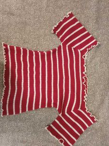 Red & White Striped Crop Top