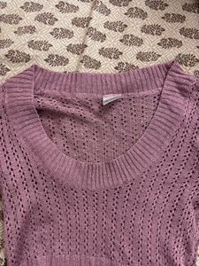 Crochet Knit Top - Lavender