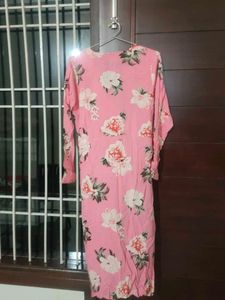 Cotton Pink Floral Wrap Dress