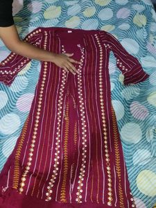 Maroon Embroidered Skirt