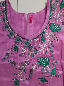 Embroidered pattu pavadai set
