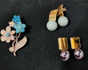 1.Modern Gold &amp; 2.Cream Ball Drop Earrings