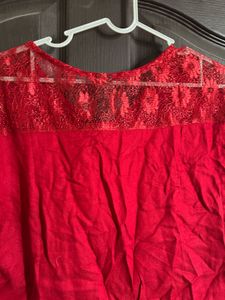 back lace red top