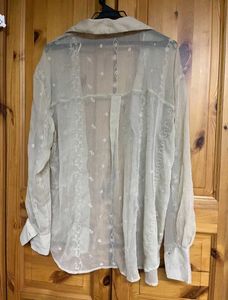 Zara Sheer Embroidered Blouse