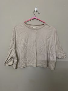 (NEW) Beige Cropped T-Shirt