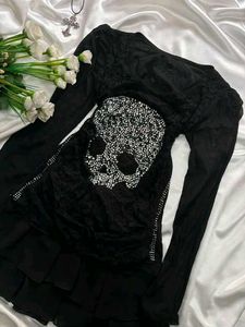 Emo/ Gothic Skull Embellished Black top