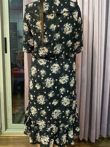 Black Cottagecore Wrap Dress