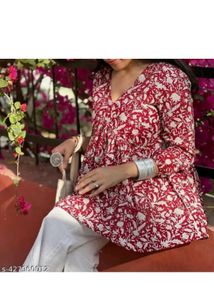 Red Floral Print Top