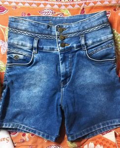 Denim High-Waisted Shorts