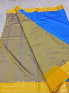 Silk Saree Blue And Yellow