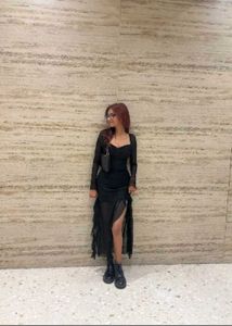 Black Sheer Fringe Dress
