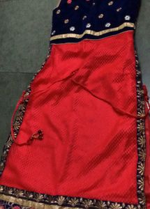 Red &amp; Navy Embroidered Dress