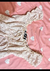 Stylecast Front Open White Eyelet Lace Top