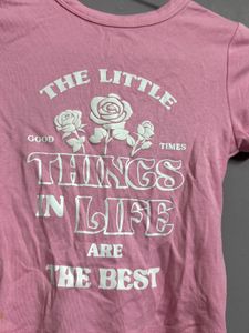 Pink &#39;Little Things&#39; Graphic Crop Tee
