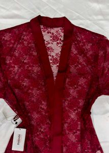 Burgundy Lace Robe