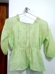 Green Embroidered Top