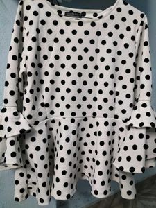 Polka Dotted Ruffled Top