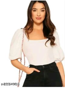 Square Neck Casual White Top