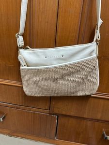 Caprese Cream & Woven Crossbody Bag