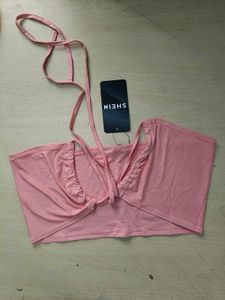 Halter Tie-Up Neck Crop Top with Side Slit Skirt