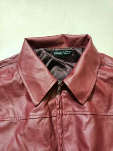 Burgundy Leather Over Size luxury Jacket