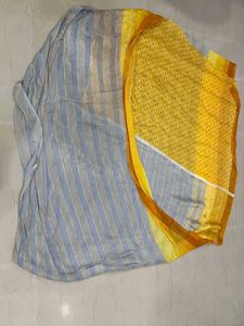 Women Grey &amp; Blue Colour Saree