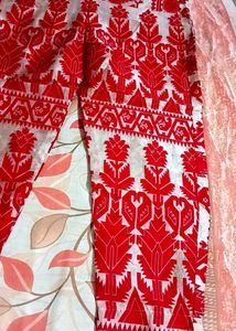 Silk Pants With Fulkari Design All Over