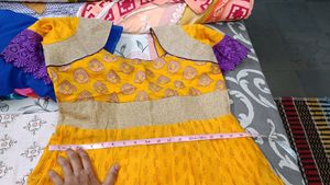 Yellow Nd Purple Combination Dress