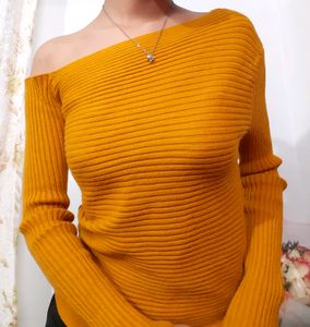 Fashionable Korean  Asymmetrical Off Shoulder