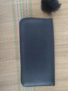 Stylish Black Wallet with Pompom