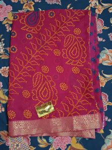 Brand New Rajasthani Bhandni Chunri Print Saree