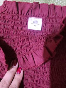 Maroon Bardot Top