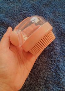 Silicone shampoo scalp massager with dispenser