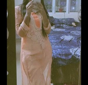 Peach Lakhnavi Chikankari Kurti With Inner
