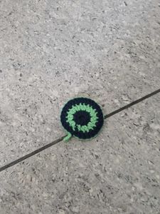 Crochet Coaster - Green &amp; Navy