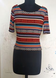 Red Boho Print Top