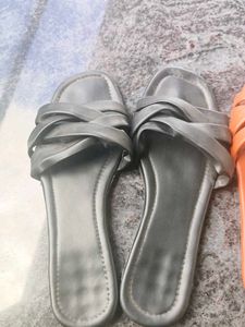 Black And Orange Flipflops