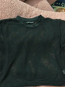 Black Mesh Crop Top