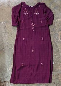 Purple Embroidery Kurti
