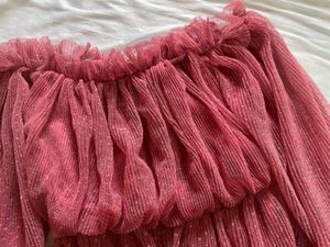 Pink Off-Shoulder Ruffle Top