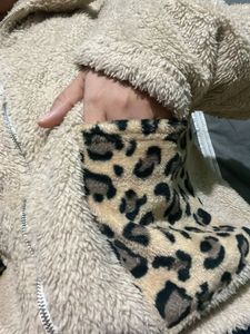 Fuzzy Leopard Trim Jacket