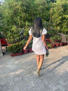 White Eyelet Mini Dress (A tiny yellow stain)