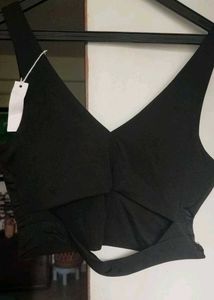 Brand New Black V-Neck Crop Top