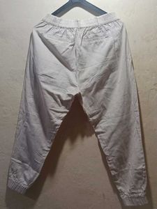 Beige Graphic Print Joggers