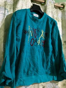 Embroidered Teal Sweatshirt