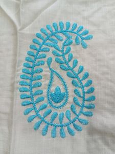 New White kurti With Thread Work