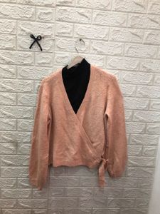 Peach Wrap wool sweater🕷️🕸️‼️